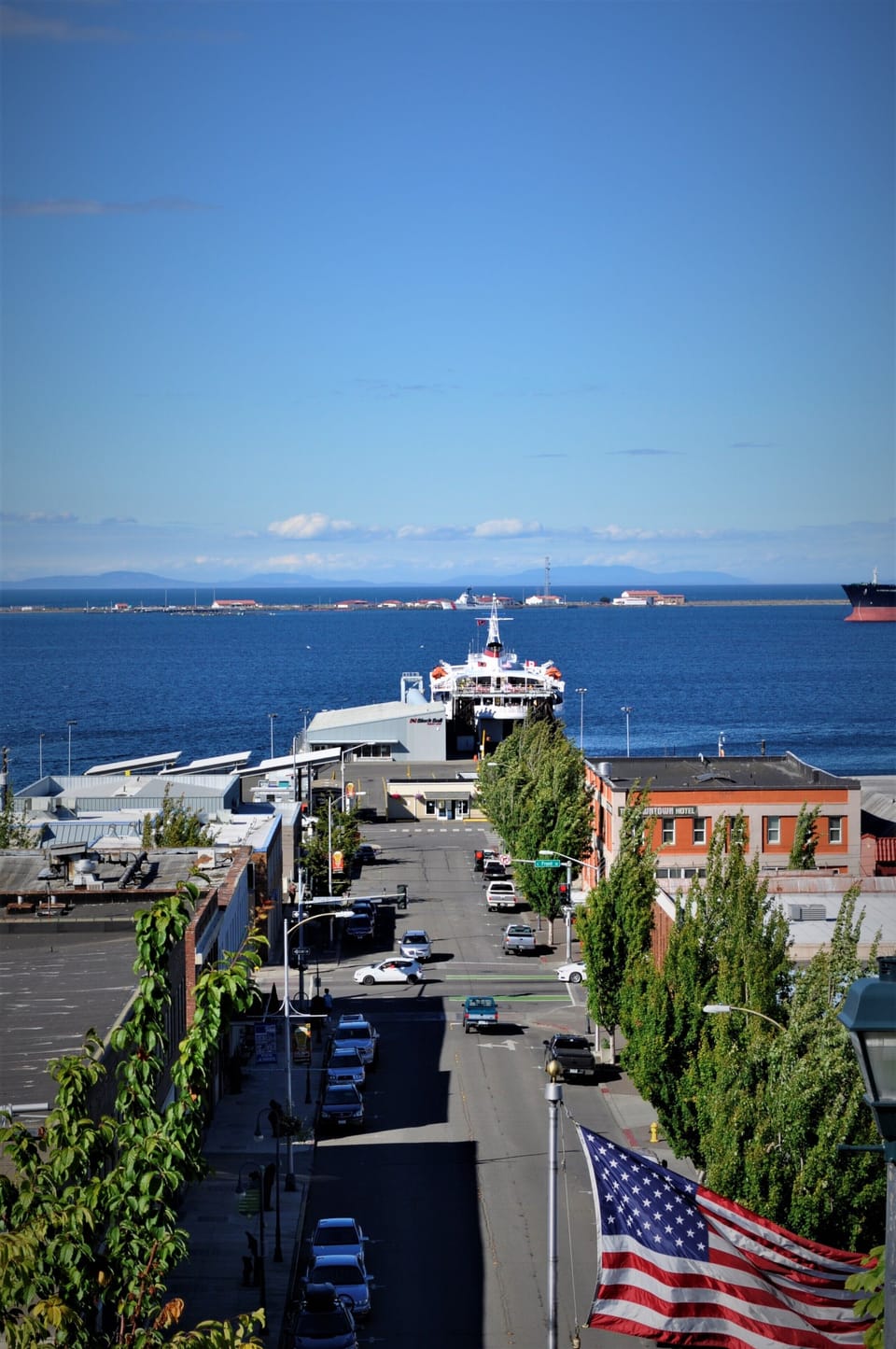 View from the bluff of  Port Angeles and Victoria BC in the distance.