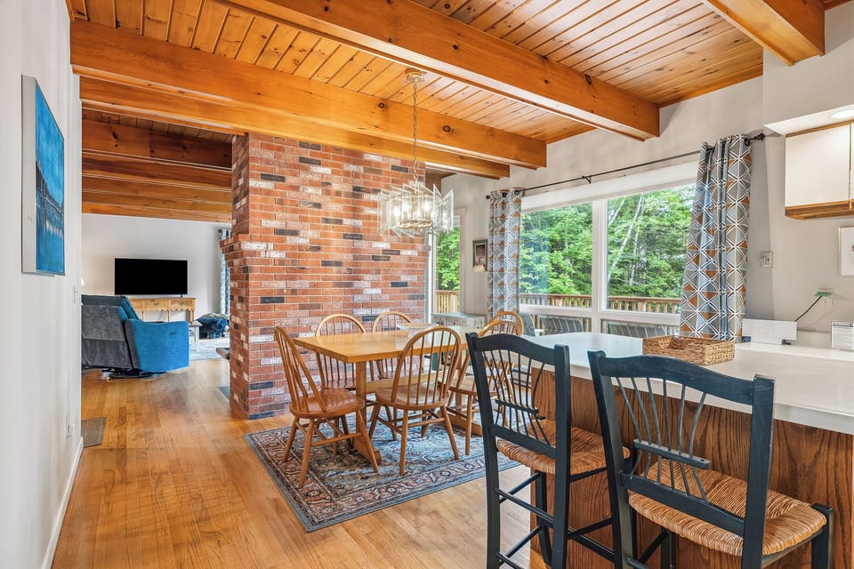 View from kitchen into dining/living area