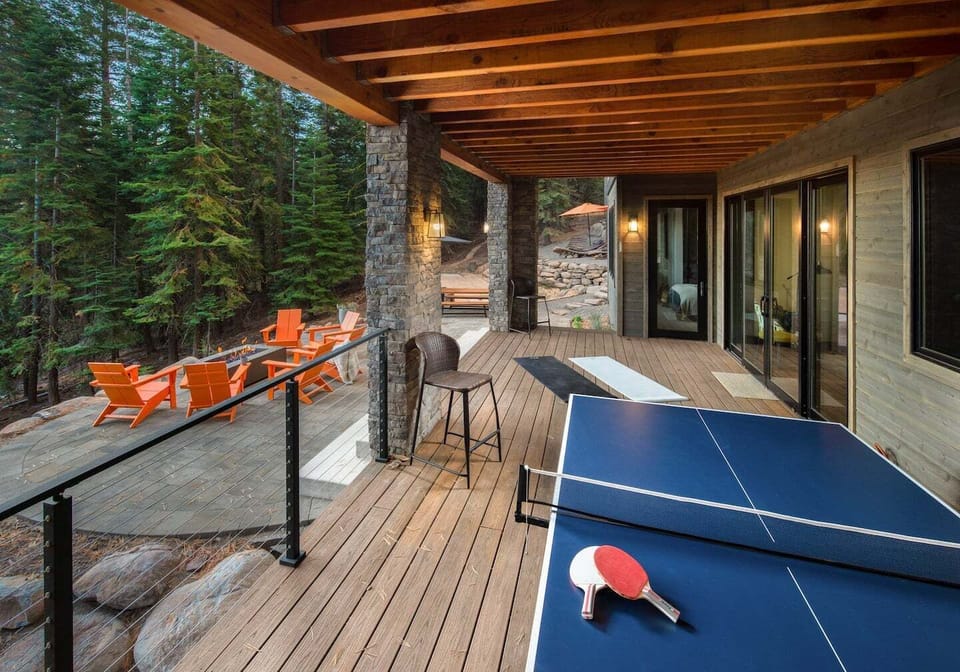 Play ping pong on the back deck