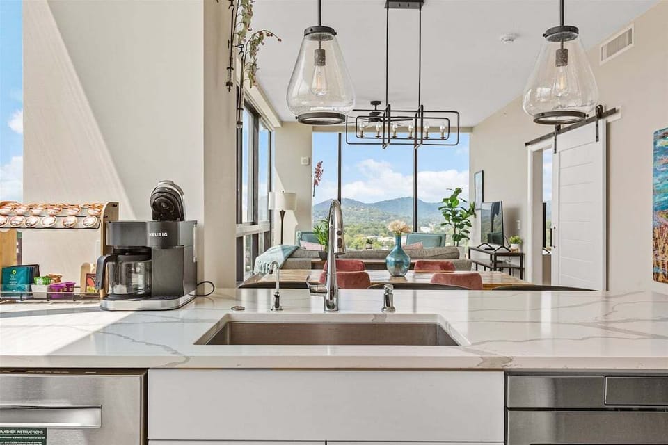 Open view from kitchen to living room
