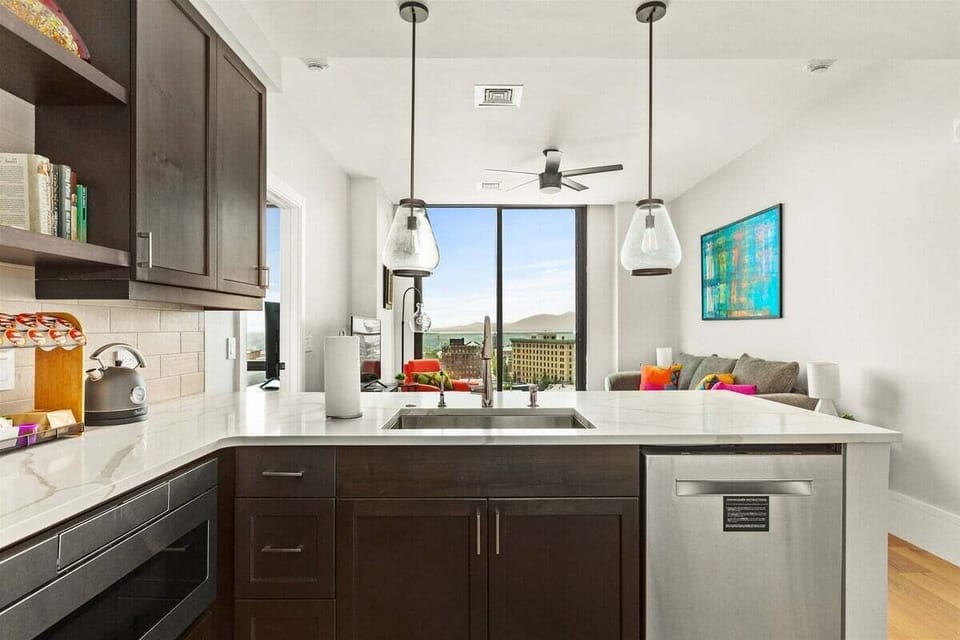 Open concept from kitchen to living room