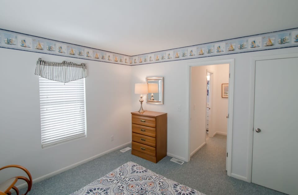 Upstairs bedroom with Queen bed and private bath