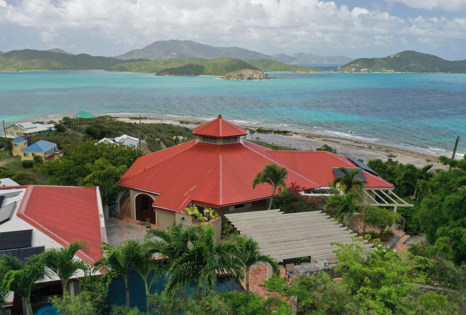Villa Agel is a spacious and elegant villa set on a knoll overlooking Coral Bay offering 180 degree views of Coral Bay, Drake’s Passage, and the British Virgin Islands.