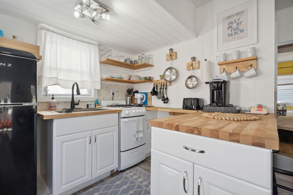 Remodeled kitchen with butcher block counters