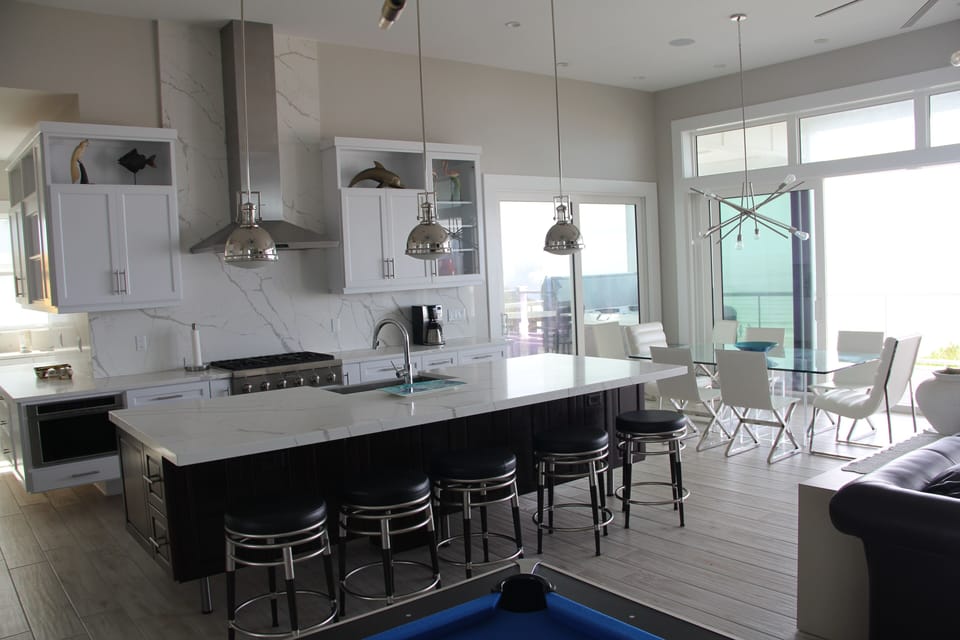 Open European style kitchen.