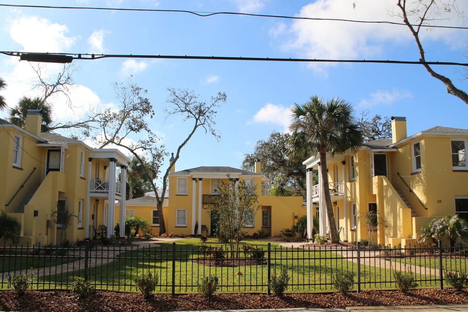 View of Property - Apartment 8 is the building on right, upstairs balcony