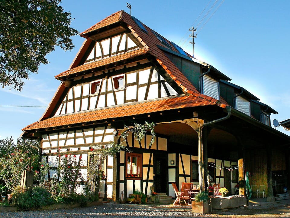 Sky, Plant, Building, Window, Shade, Tree, Cottage, Wood, Roof, Facade
