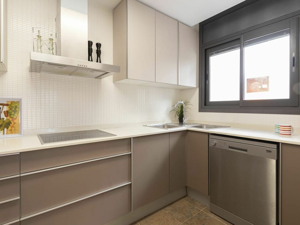 Cabinetry, Countertop, Kitchen Sink, Property, Window, Sink, Kitchen, Tap, Wood, Interior Design