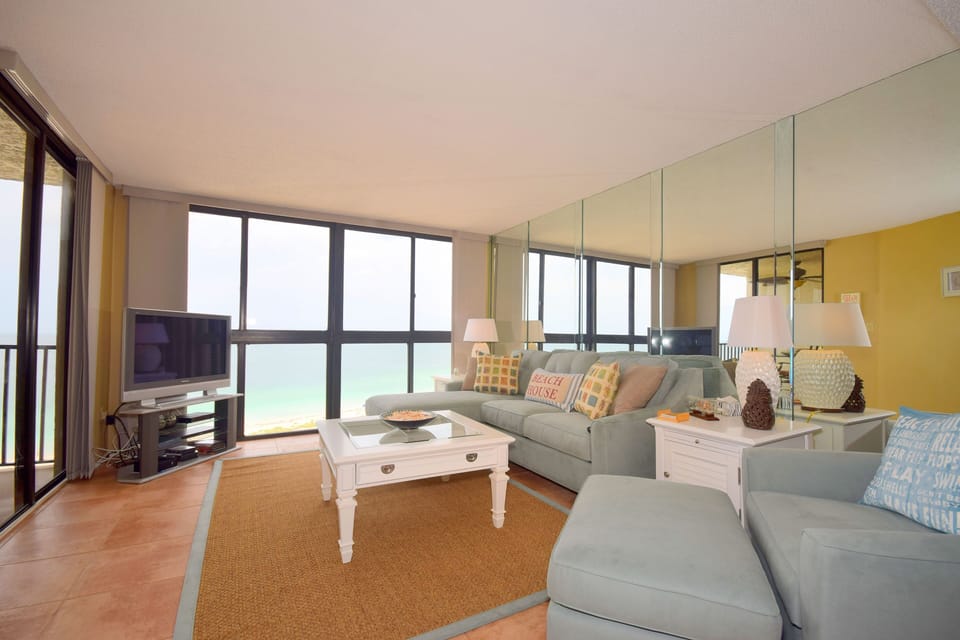Floor to ceiling windows - direct views of the Gulf from the 15th floor.