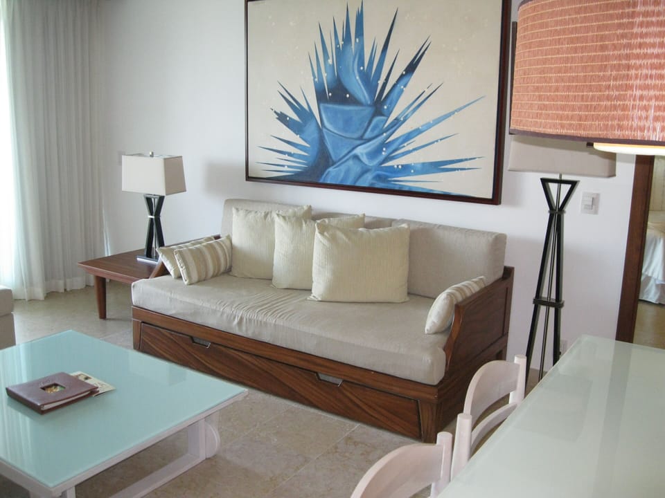 living room with pullout sofa