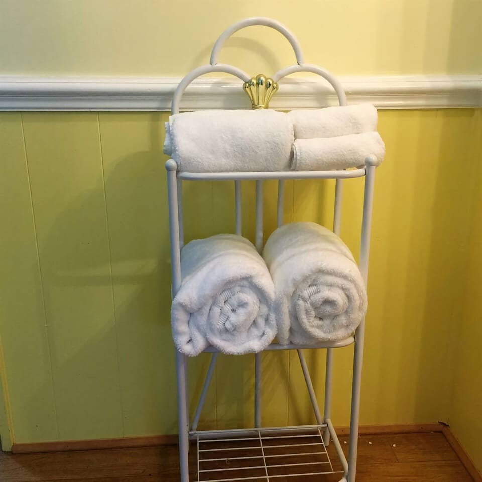 Soft white bath towels for your stay.
