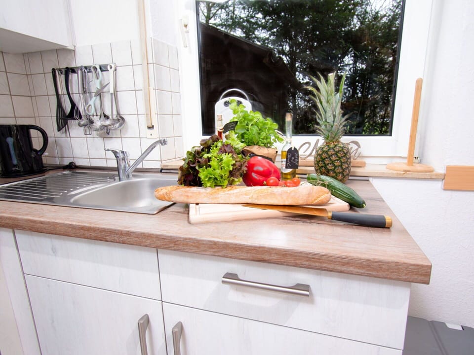 Countertop, Kitchen Sink, Property, Tap, Sink, Cabinetry, Plant, Kitchen, Interior Design, Plumbing Fixture