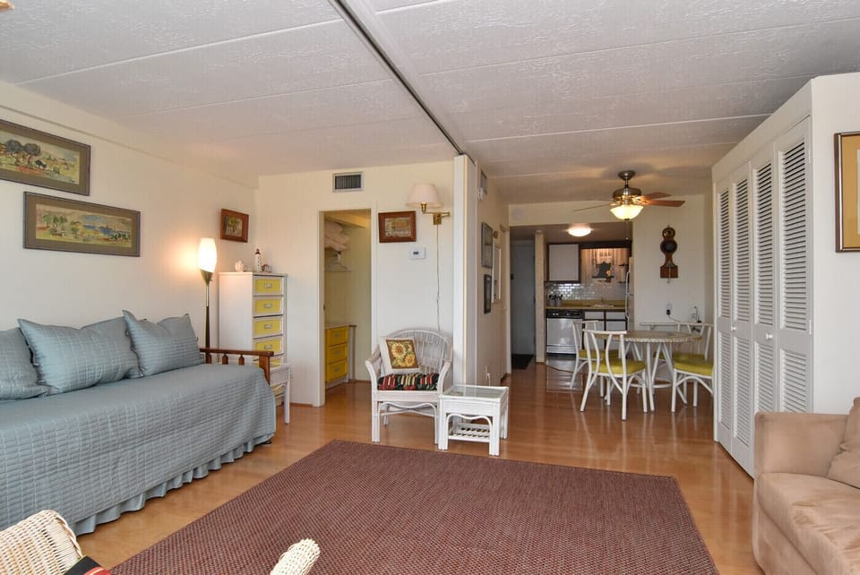 View from the living area toward the dining area & kitchen