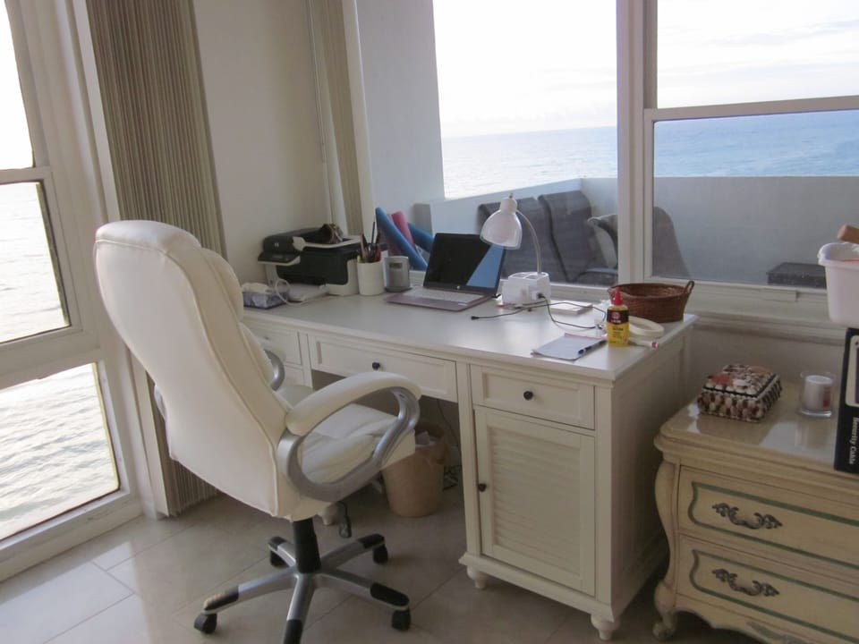 Office by the sea including laptop and printer/scanner