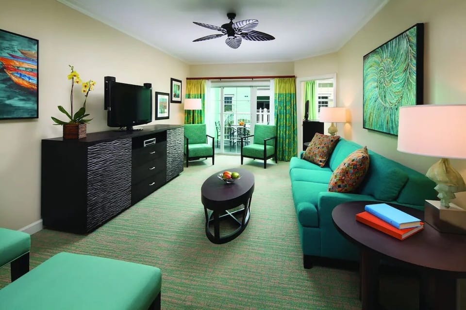 Living space #1 with pull out couch (stock photo, actual unit has water view)