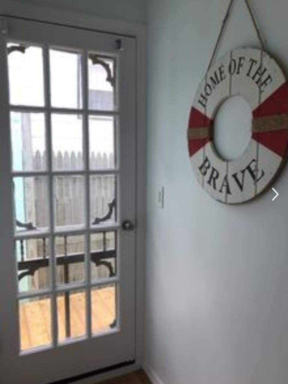 Door to Fenced In Large Outdoor Deck
