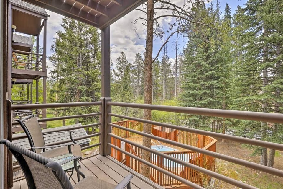 Condo balcony overlooking the community hot tub.
