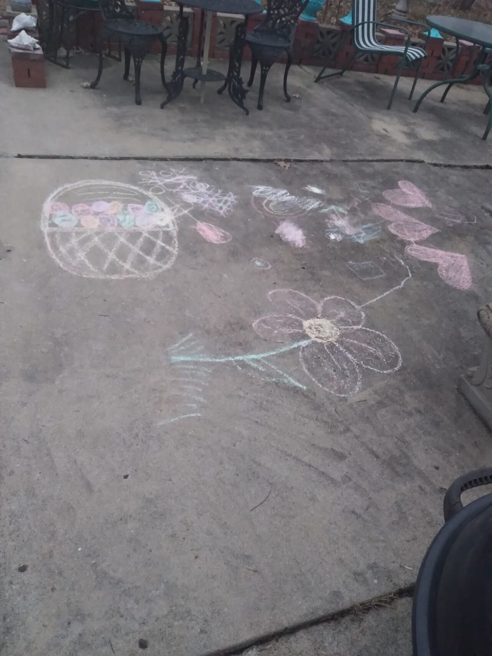 Chalk drawings from guest, Happy Easter