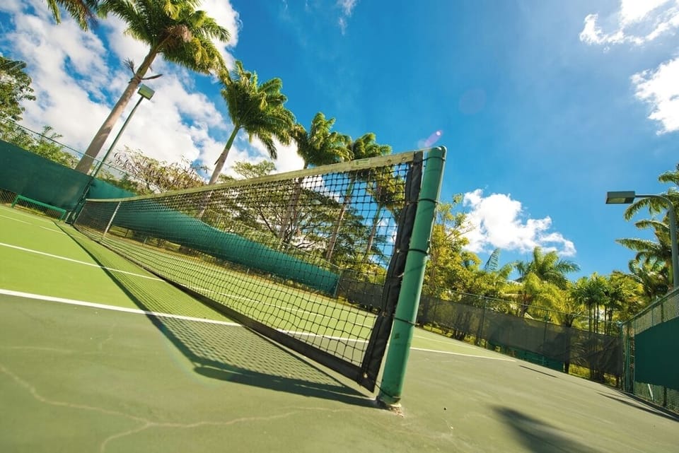 Floodlit tennis courts