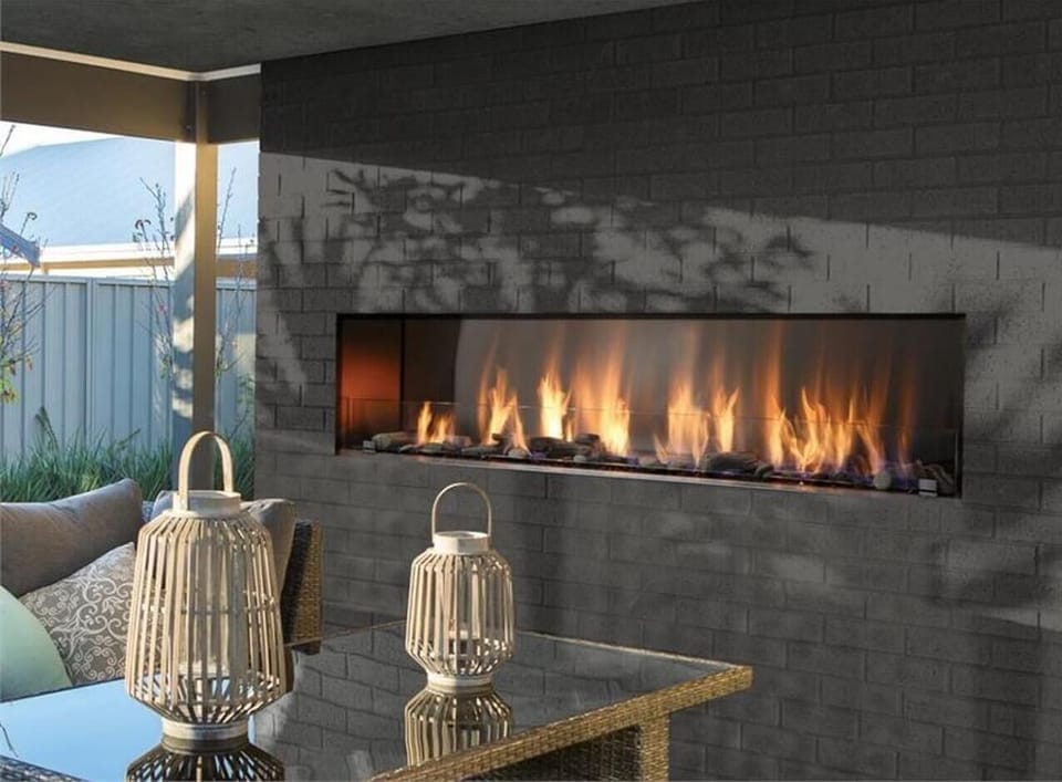 Outdoor kitchen and seating area