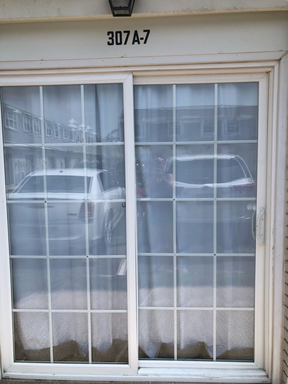 Back sliding door from the parking lot