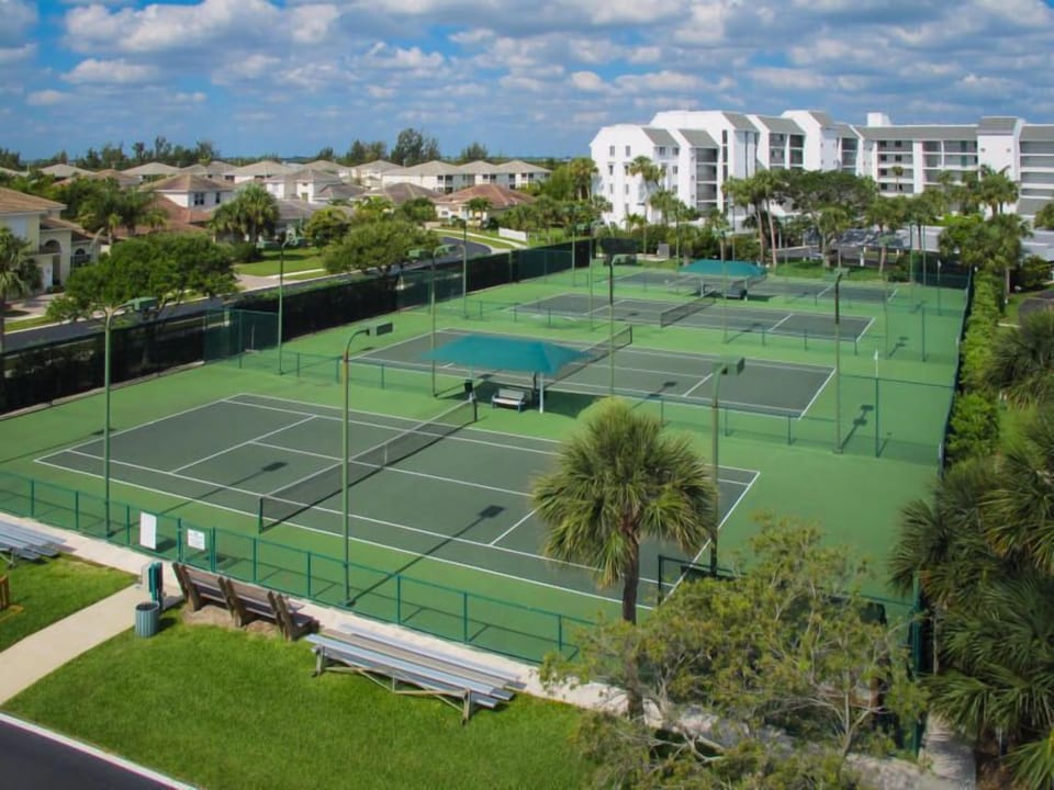 We have 11 lighted tennis courts throughout Ocean Village. Clay and hard surface available to choose from.