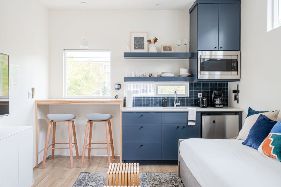 Our complete kitchen even has an induction stove top if you want to cook.