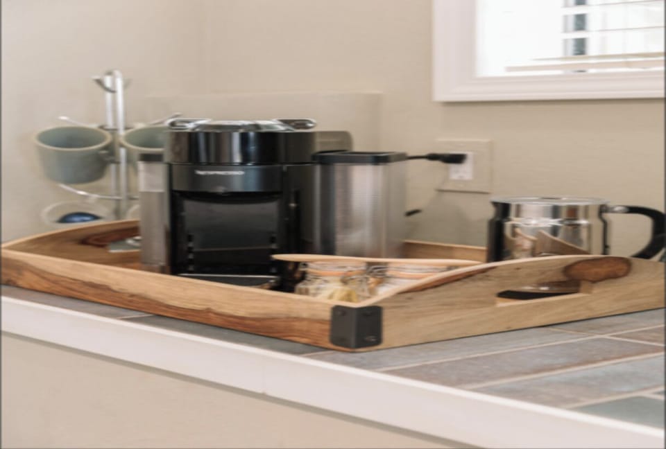 Nespresso Coffee maker. We also have everything a tea lover would like. 