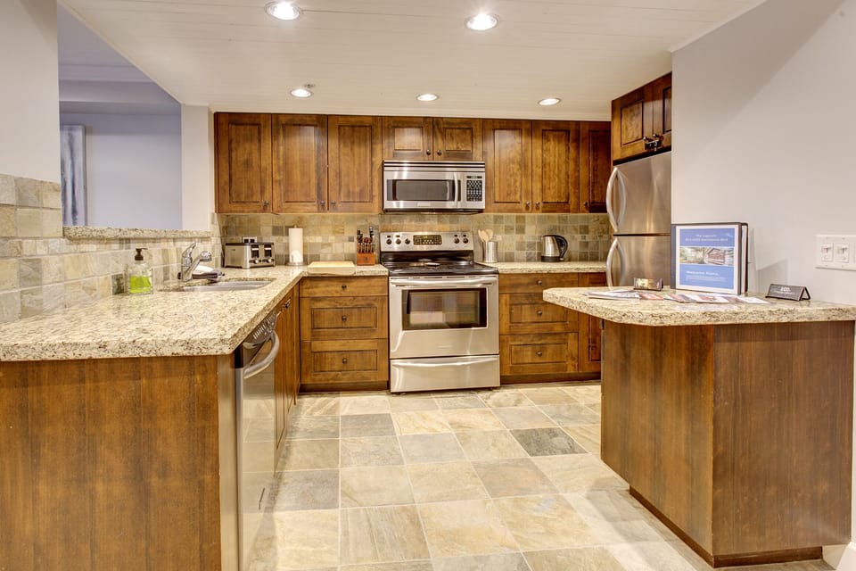 Spacious kitchen with all of the creature comforts of home to cook any meal