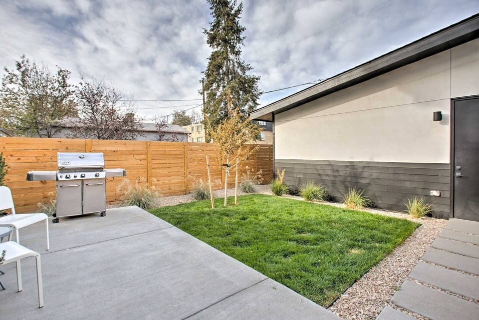 Backyard with gas grill