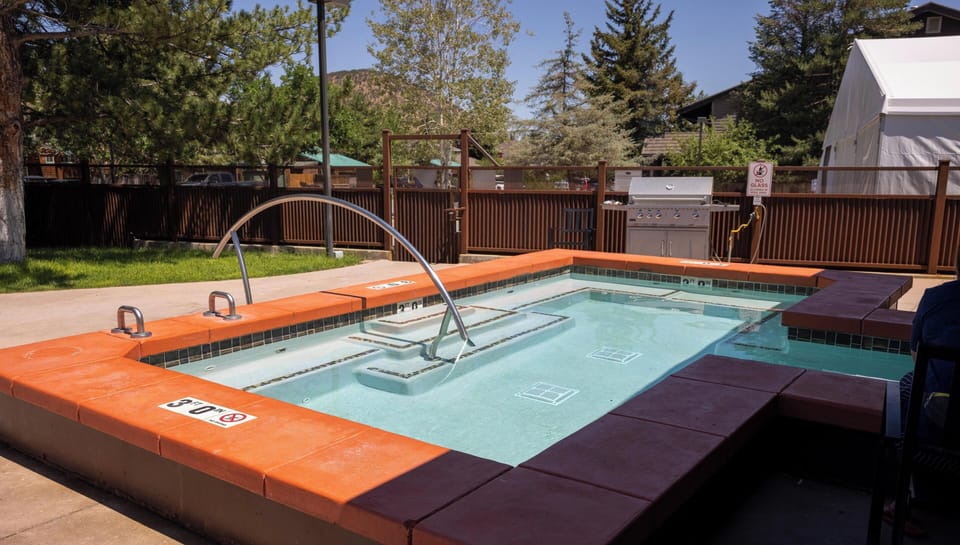 Saltwater hot tub is open all year.  