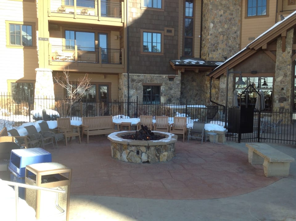 Outdoor deck with fire pit