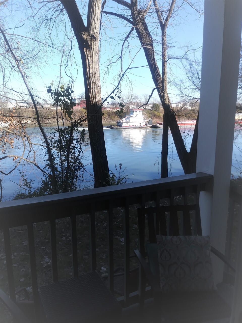 Relaxing view of the Cumbrland River from the private deck