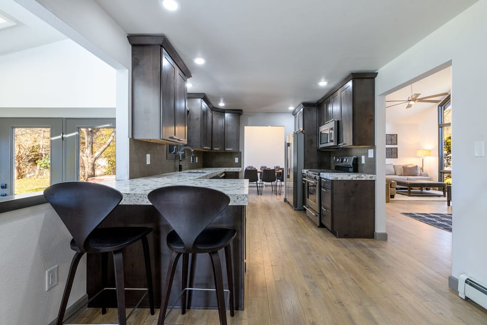 Large, open kitchen.