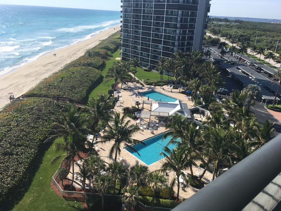 Twin pools and a hot tub, and miles of beach.