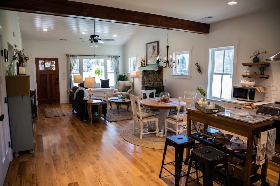 View from the kitchen through the Living room.