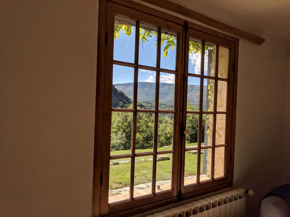 Living room mountain views.