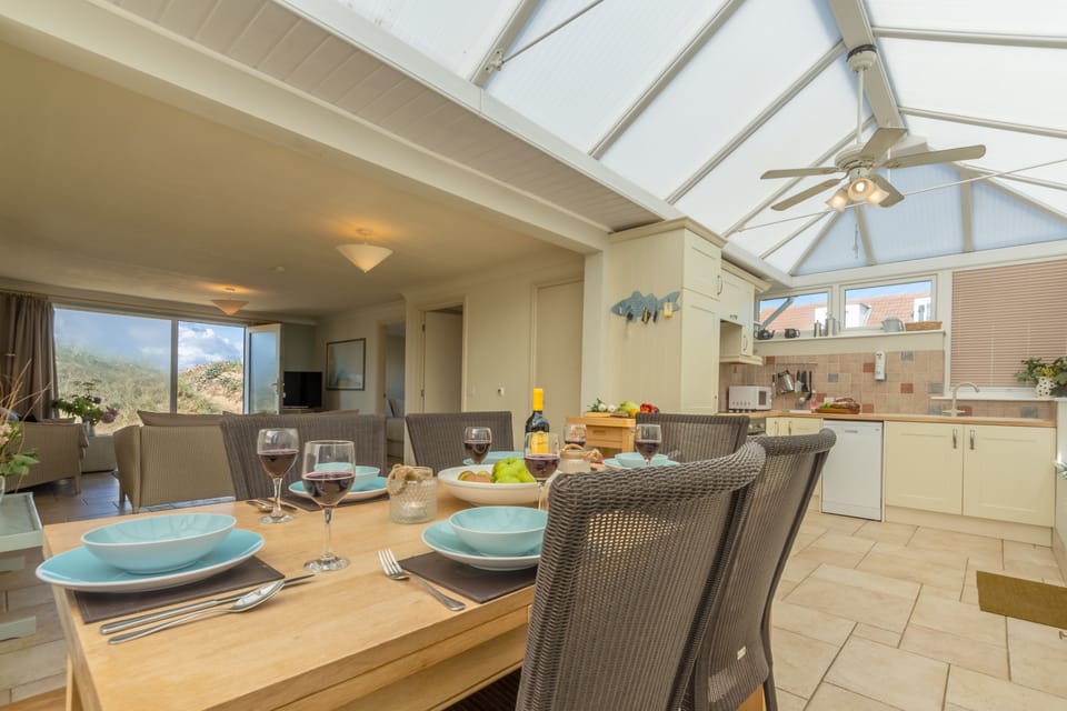 Looking to the kitchen from the dining area