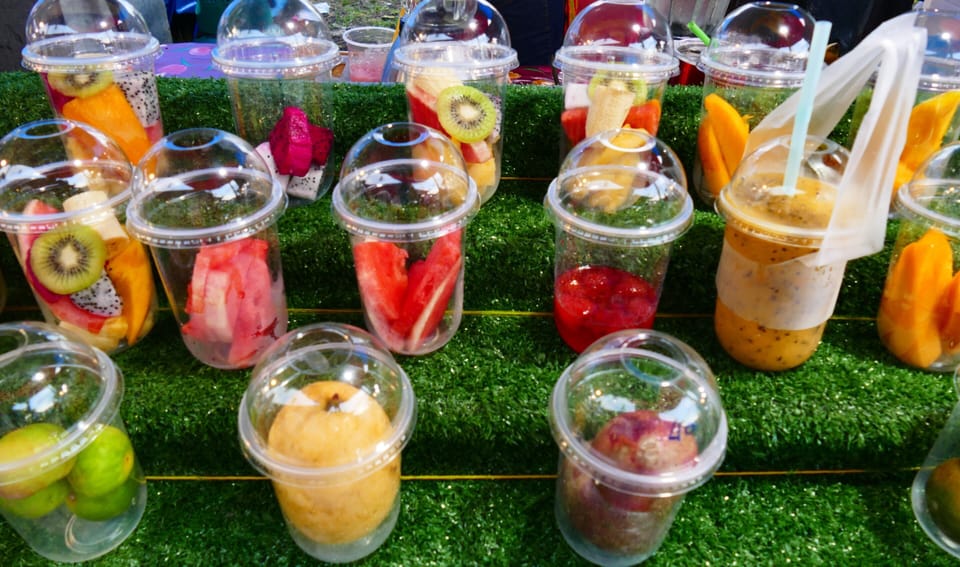 Grab a fresh tropical  fruit  delight for the short  stroll back to the Villa.