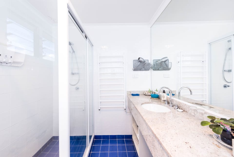 Main Bathroom with granite bench top
Heated towel rail