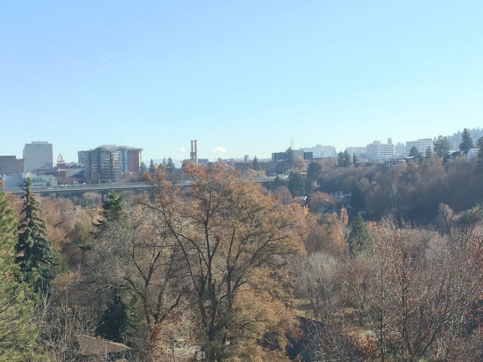 City view of Downtown Spokane from the patio.