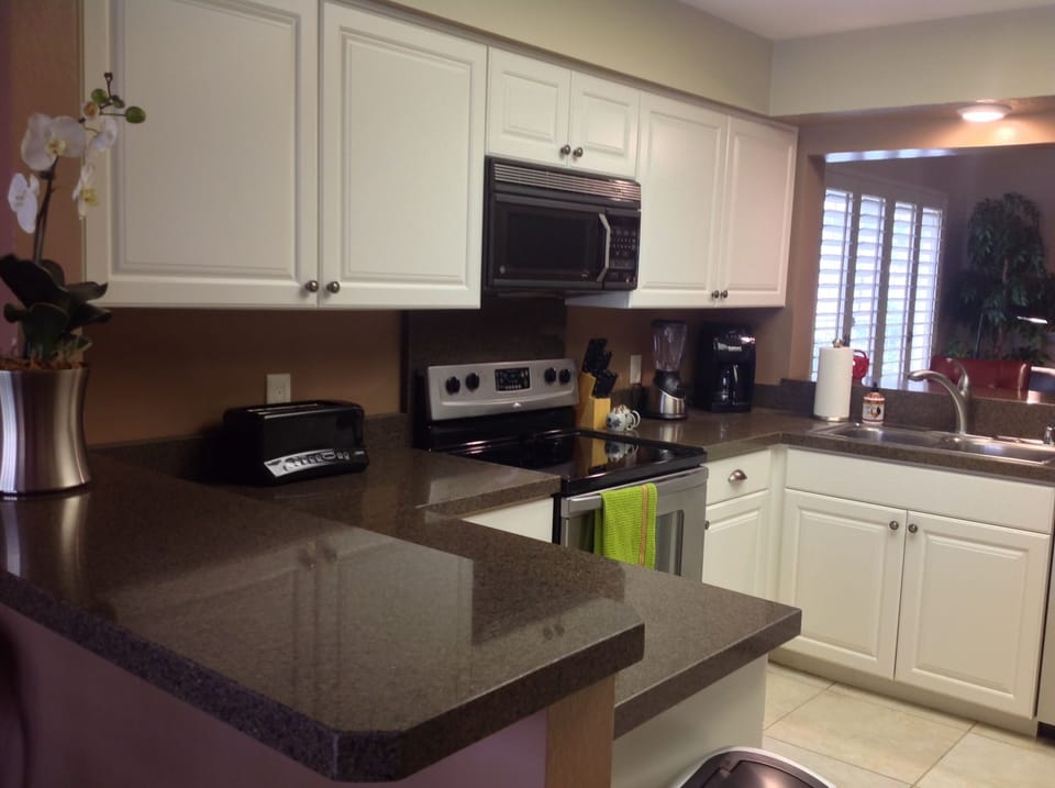 Granite counters in the kitchen.