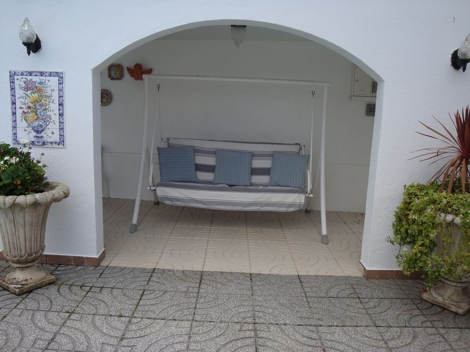 BBQ house swinging seat and cushions.
