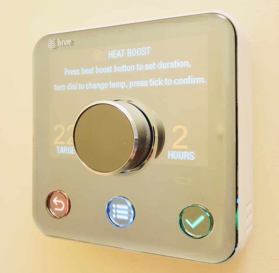 Cosy and easy to use HIVE heating system.