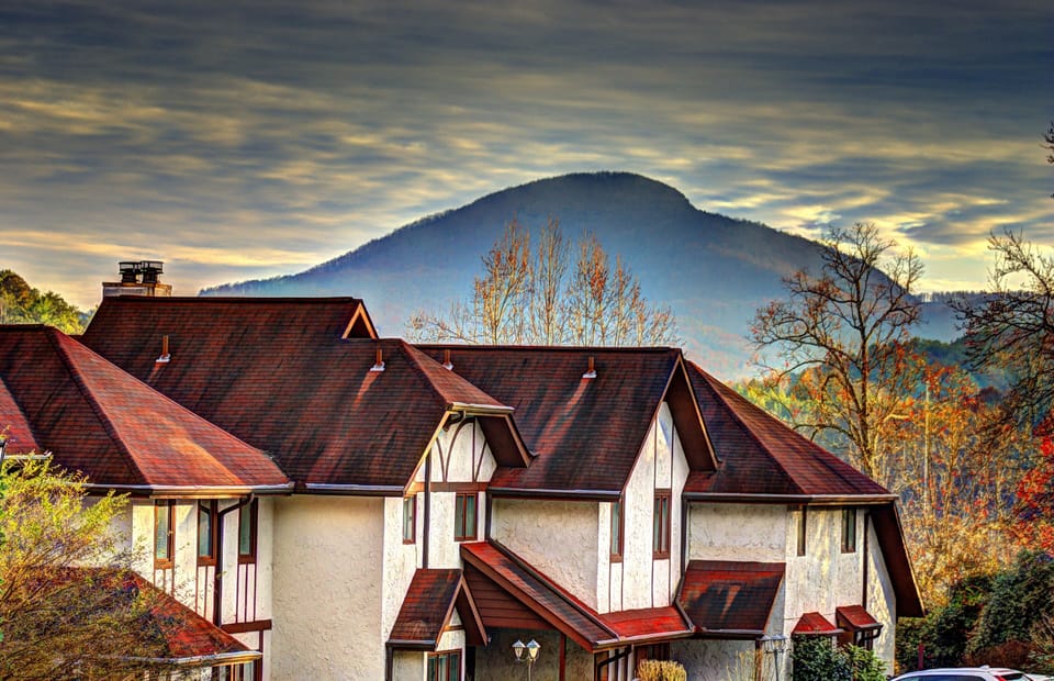 Yonah Mountain dominates the sky over Das Mahlberg Gasthaus...