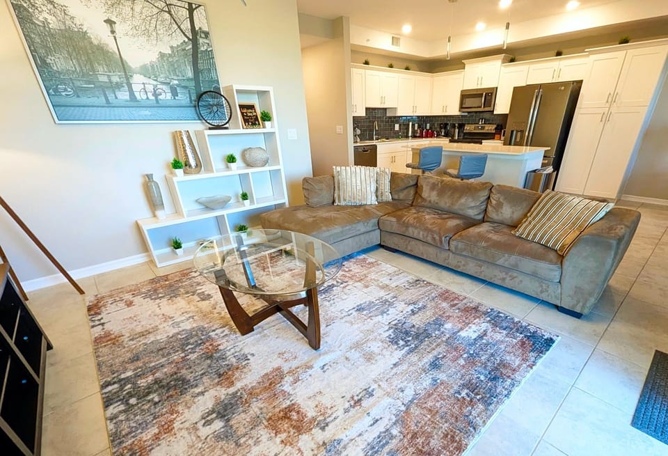 The open design of the apartment is light and airy.