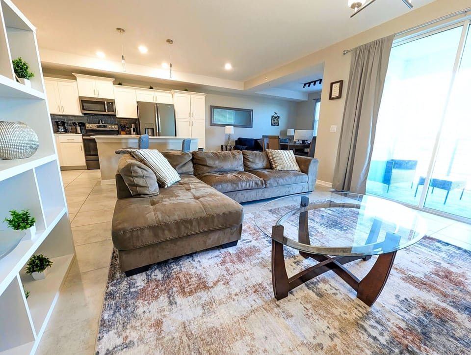 The open design of the apartment is light and airy.