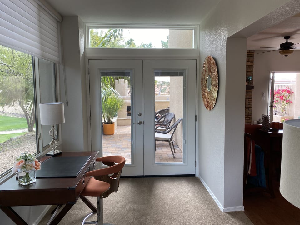 View of patio from den