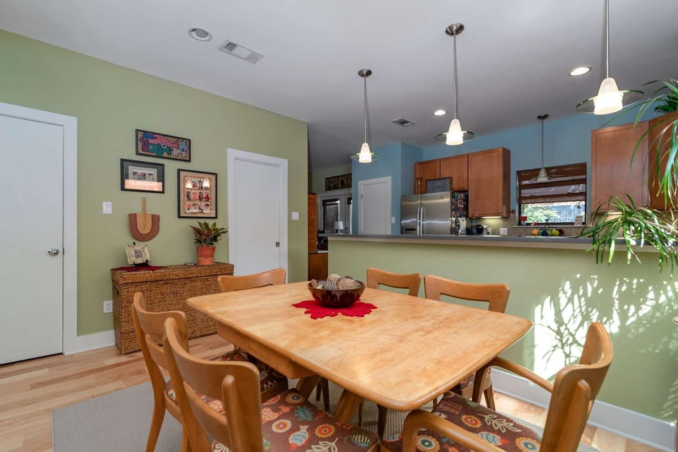 Dinner table offers seating for 6