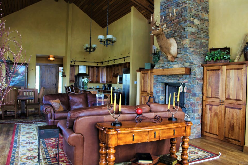 Another view in the great room, facing the front door (kitchen on far right).